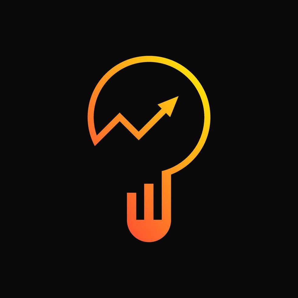 Bulb, Graph and Arrow Logo Concept. Gradient. Yellow and Red. Logo, Icon, Symbol and Sign. Line Logotype. For Finance Logo vector