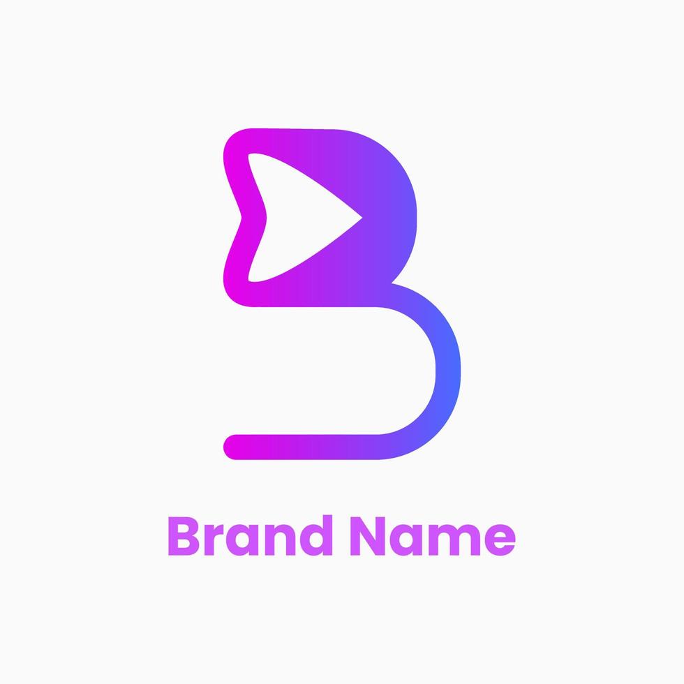 Letter B and Love Logo Concept. Gradient, Simple, Modern and Line Logotype. Purple and Pink. Suitable for Logo, Icon, Symbol and Sign. Such as Initial, Fashion or Beauty Logo vector