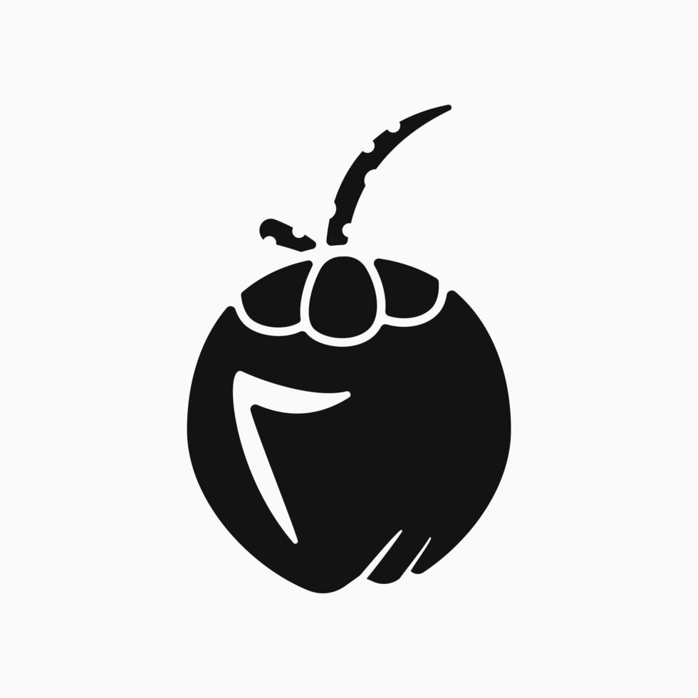 ícono lleno de coco. logotipo de frutas. en blanco y negro. estilo plano para logotipo, icono, símbolo y signo vector