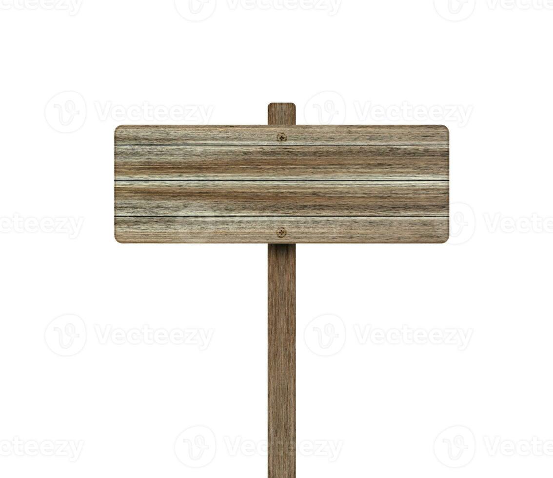 Wooden sign isolated on white background. Object with clipping path. photo