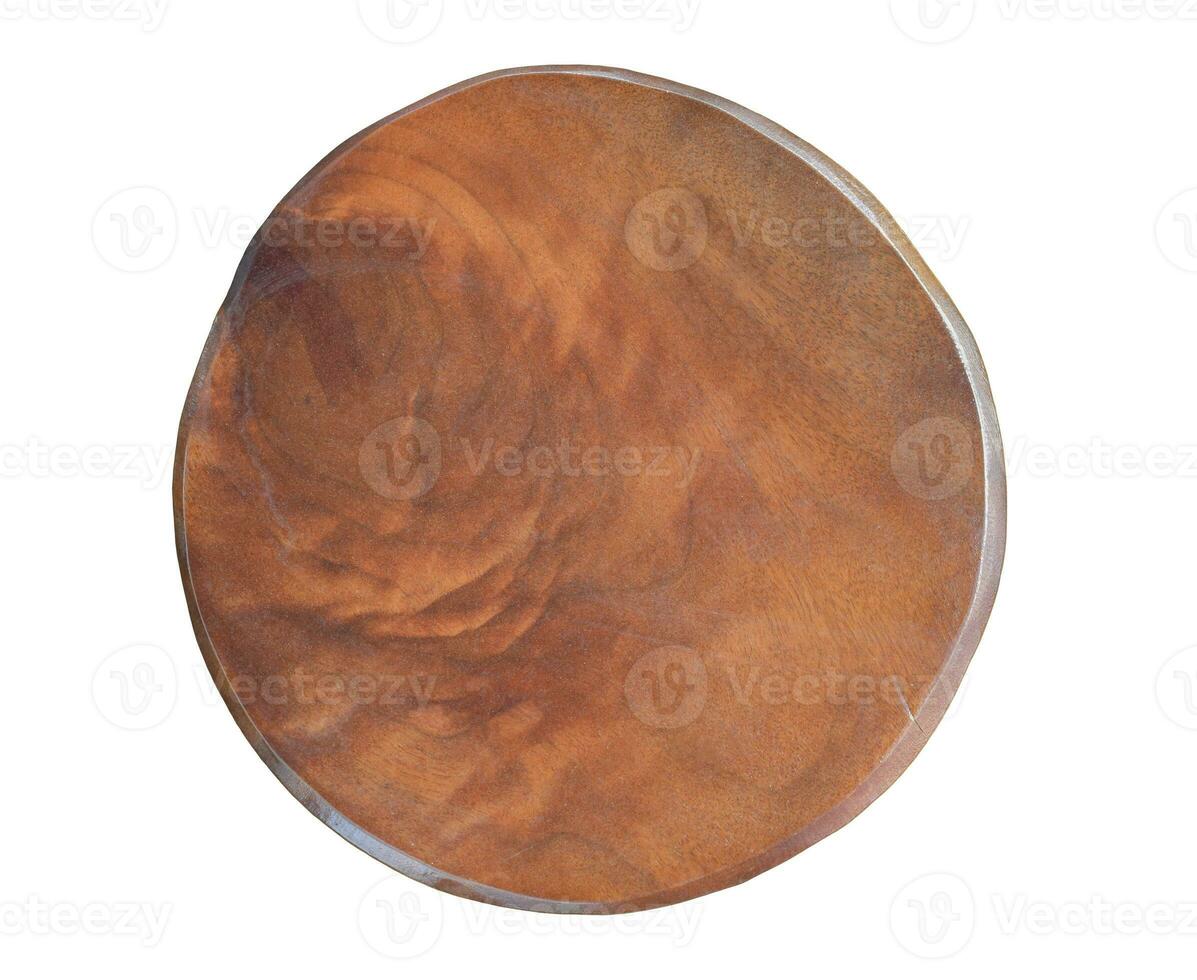Old wooden round board isolated on white background. Object with clipping path. photo