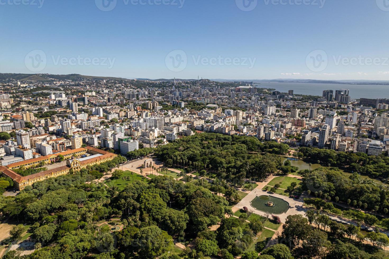 Aerial view of Porto Alegre, RS, Brazil. Aerial photo of Redencao Park.