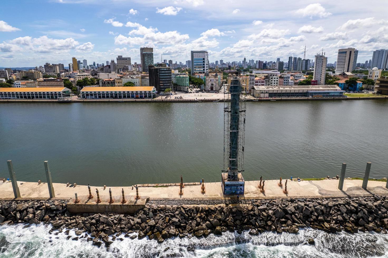 Recife, Pernambuco, Brazil, APR 2022 - Aerial view of the Marco Zero park photo