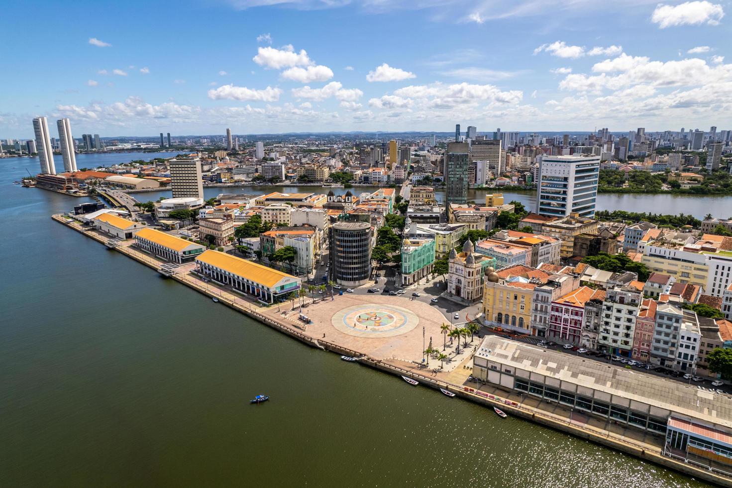 Recife, Pernambuco, Brazil, APR 2022 - Aerial view of the Marco Zero park photo