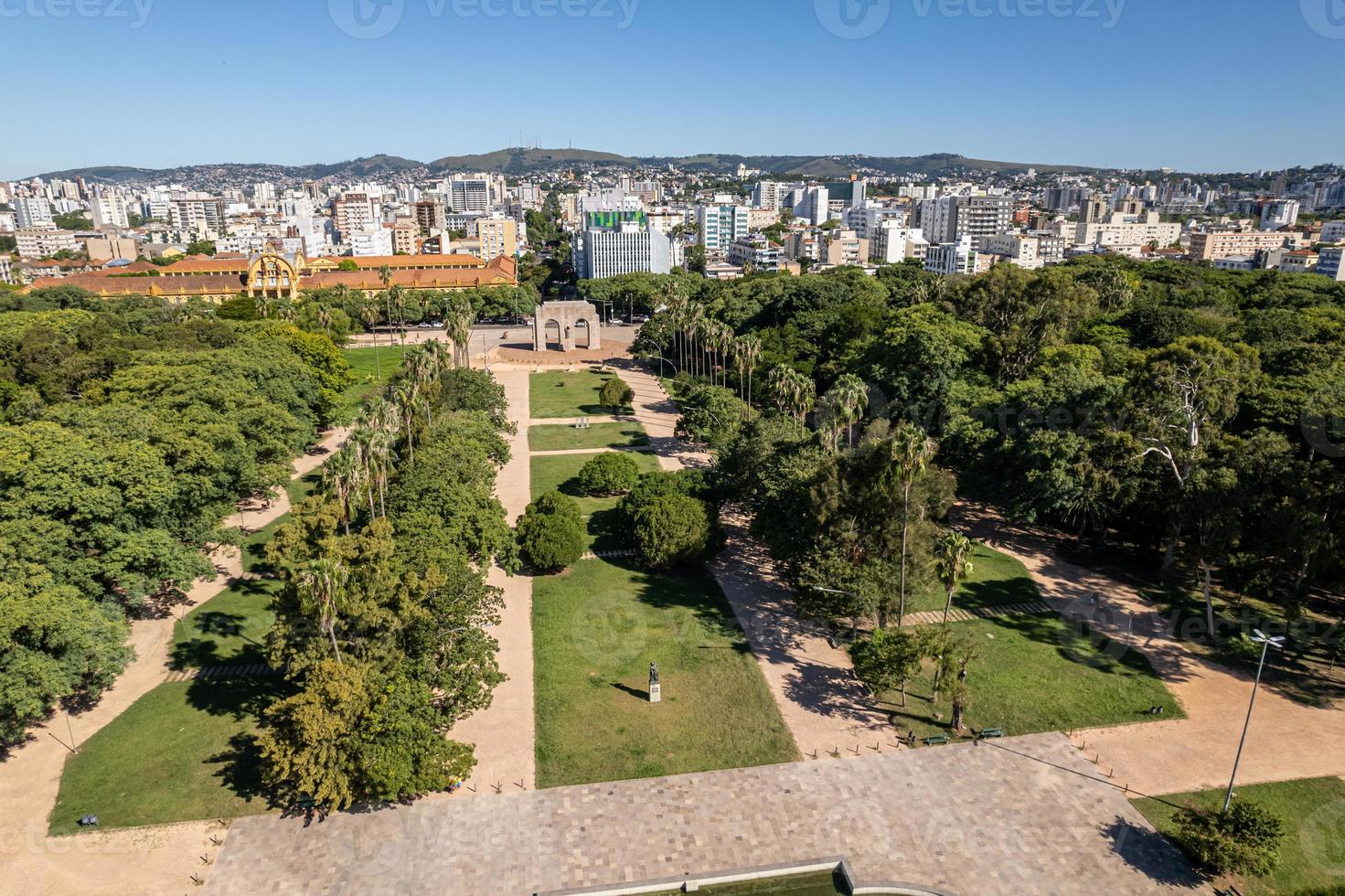 Aerial view of Porto Alegre, RS, Brazil. Aerial photo of Redencao Park.