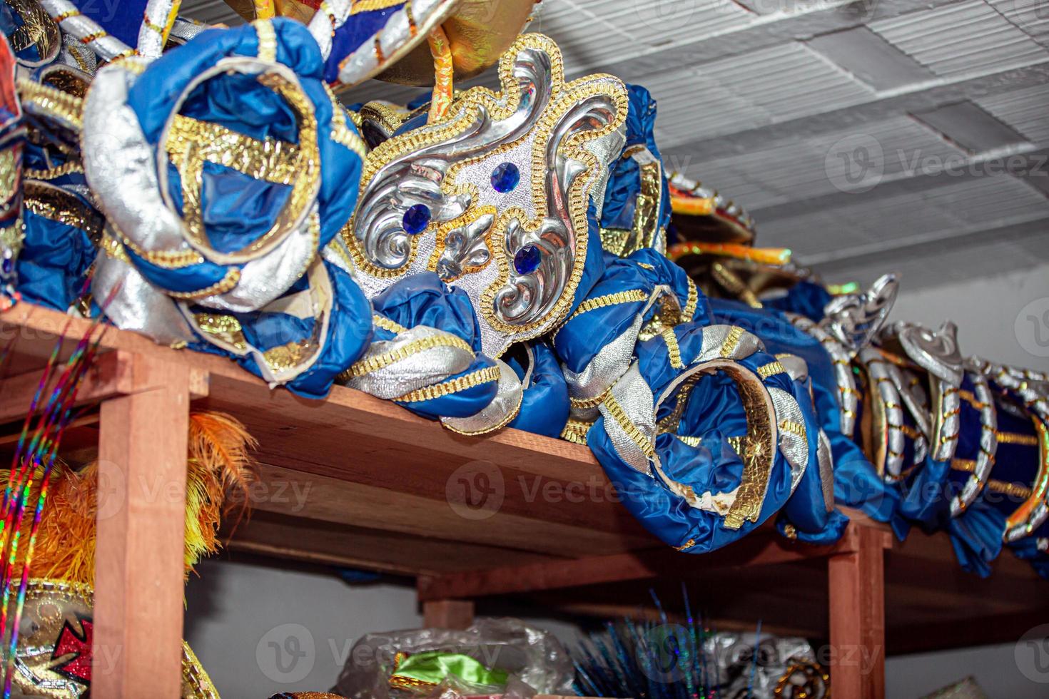 Backstage at the carnival. Warehouse with costumes used in the carnival party. Saved for next year. photo