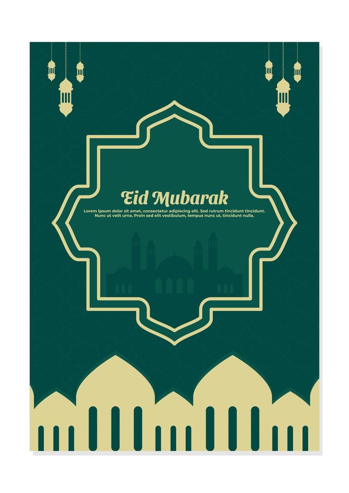 Muslim festival eid mubarak flyer vector