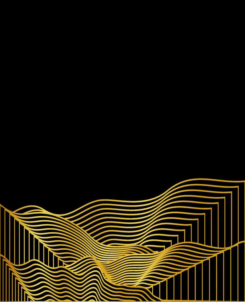 Mountain line art background, luxury gold wallpaper design for the cover, invitation background, packaging design, wall art, and print. vector