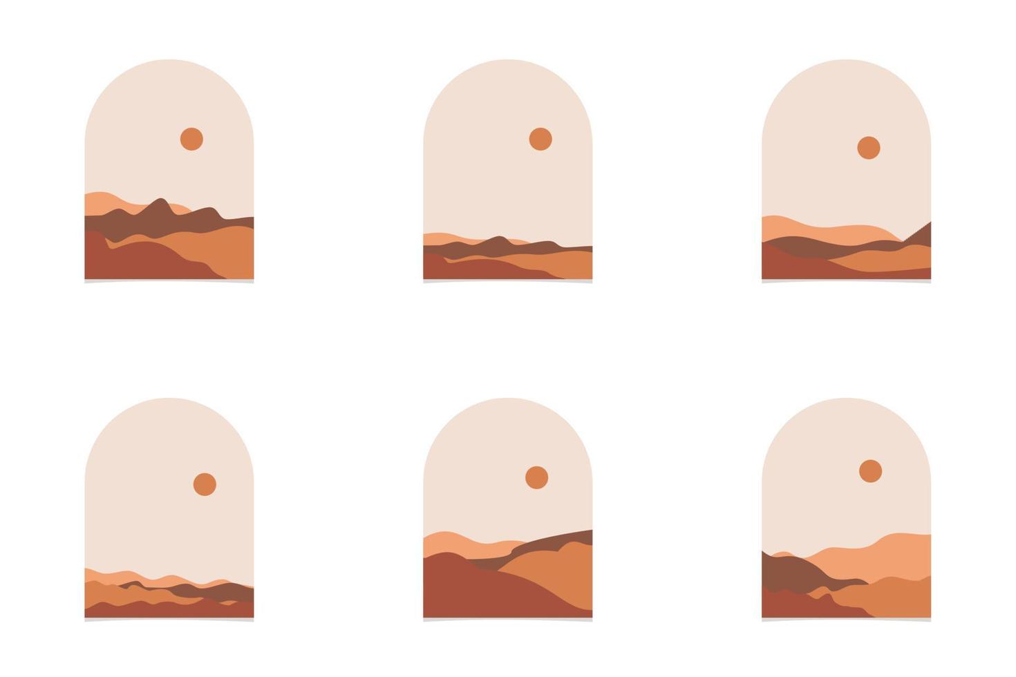 Set of Terrain Abstract Landscape. Abstract boho landscape vector