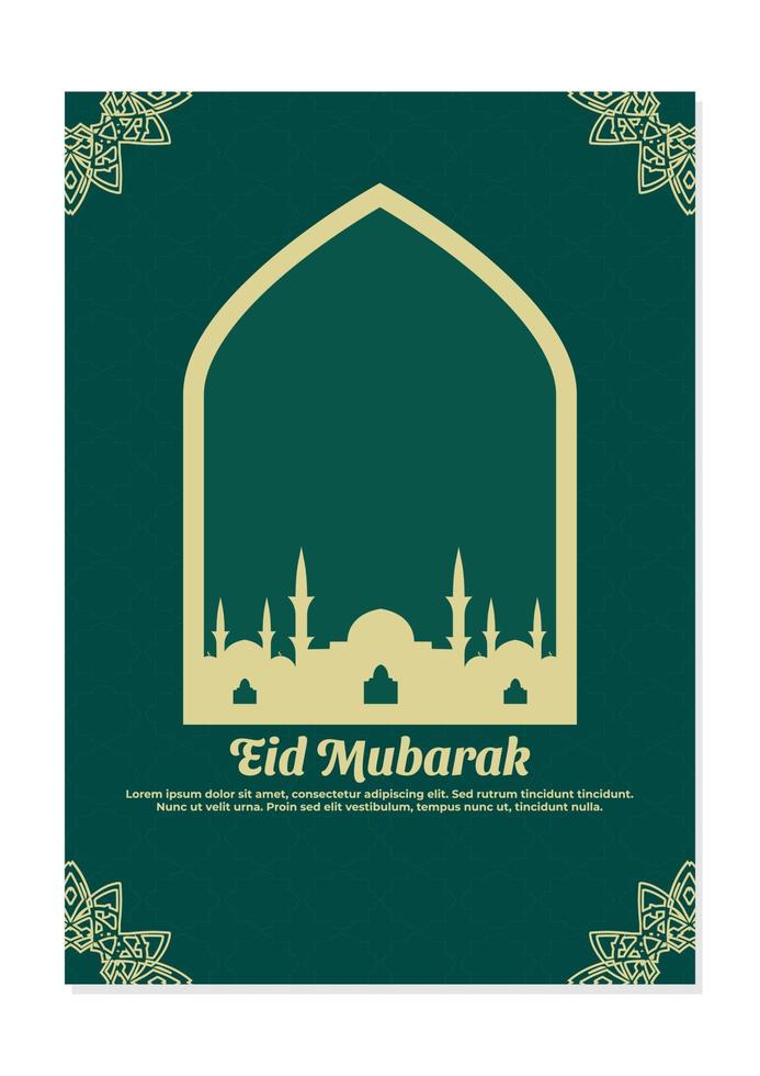 Muslim festival eid mubarak flyer vector