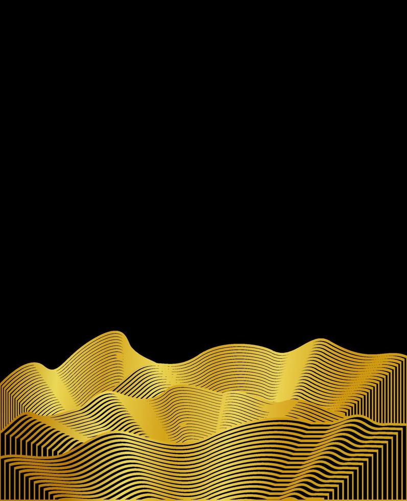 Mountain line art background, luxury gold wallpaper design for the cover, invitation background, packaging design, wall art, and print. vector