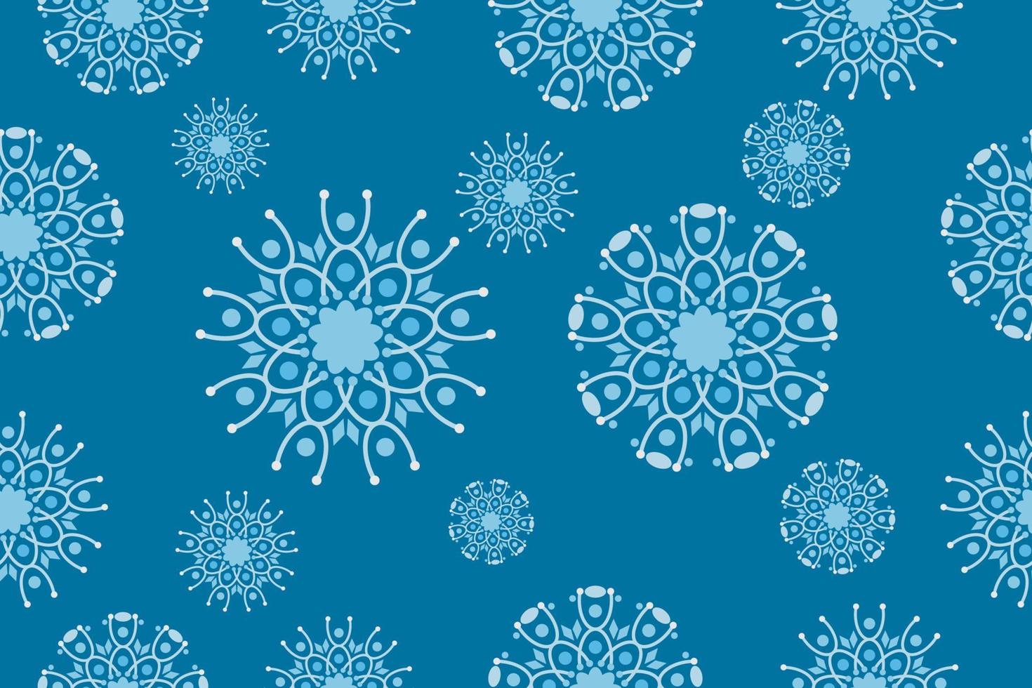 Seamless geometric flowers pattern. Abstract floral background design template. Tileable vintage ornament. Blue cyan stylish graphic design. vector