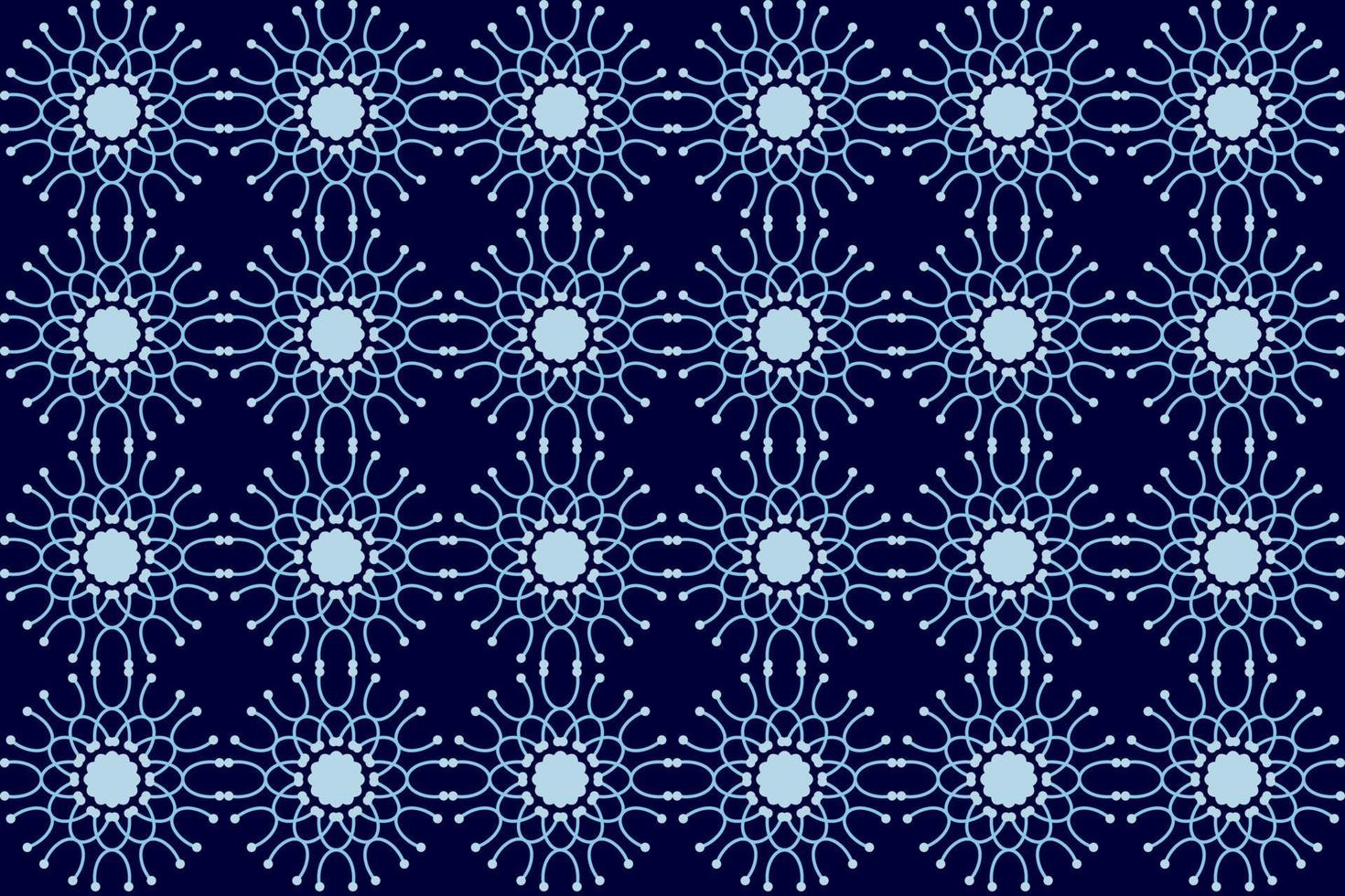 Seamless floral background design template. Abstract geometric flowers pattern. Blue monochrome stylish graphic design. Tileable vintage ornament. vector