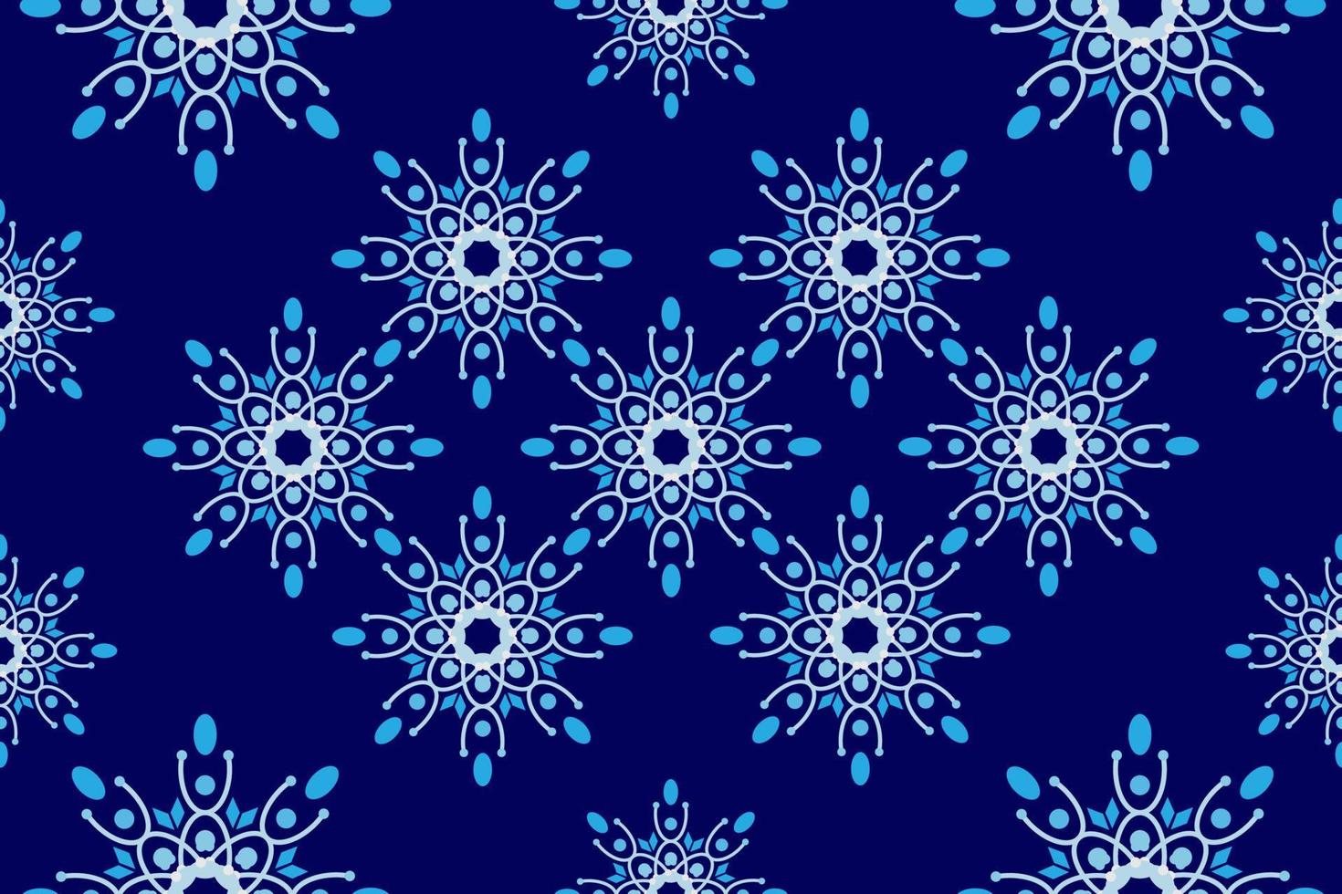Seamless geometric flowers pattern. Abstract floral background design template. Blue monochrome stylish graphic design. Tileable vintage ornament. vector