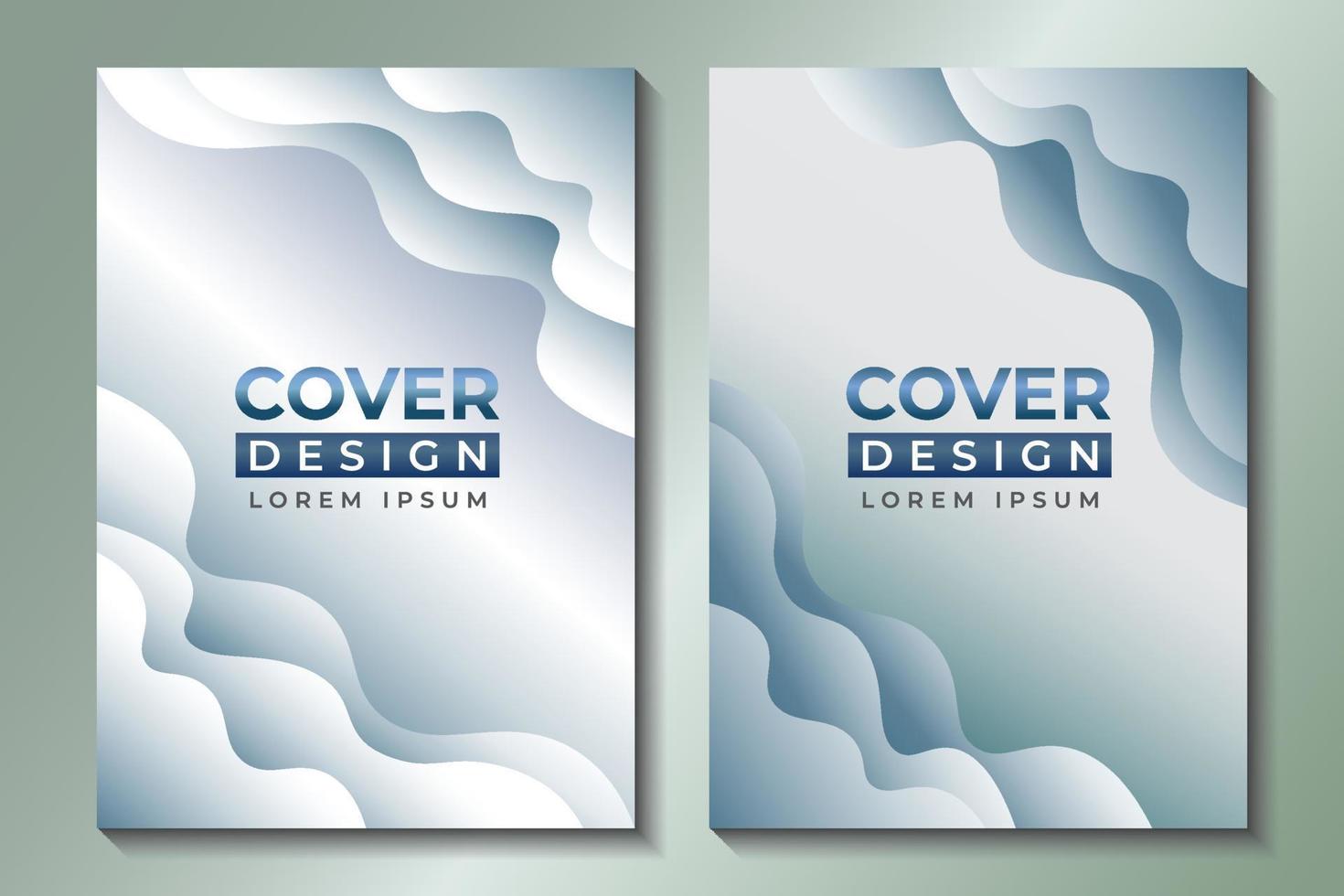 hermosas nubes planas en capas. plantilla de diseño de portada de corte de papel abstracto. degradado de color blanco y gris vector