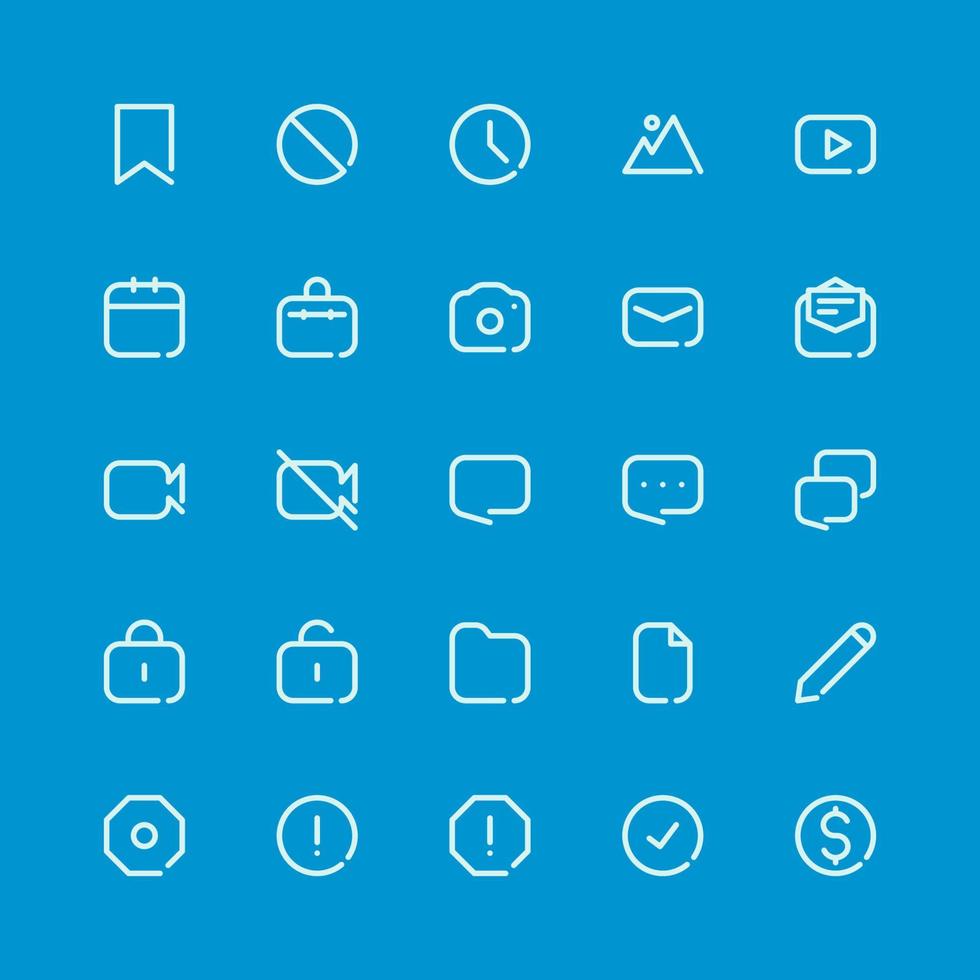 conjunto de iconos de línea de interfaz de usuario móvil vector