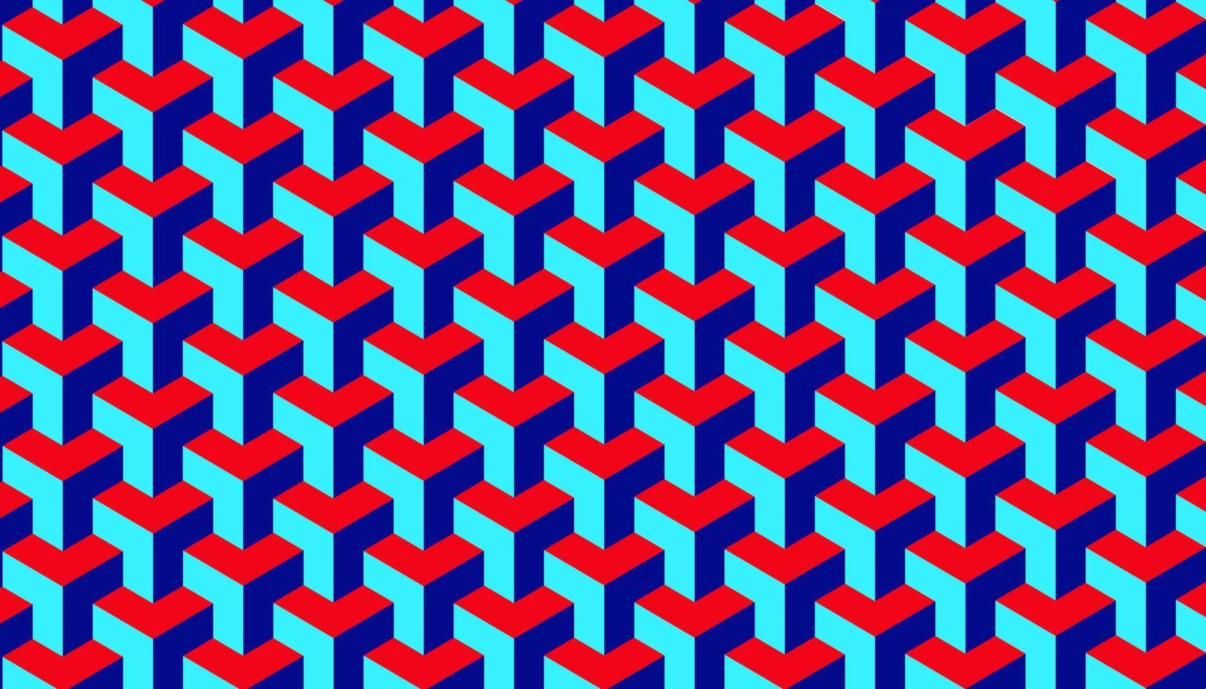 Vector background abstract pattern 3D shape repetition red blue