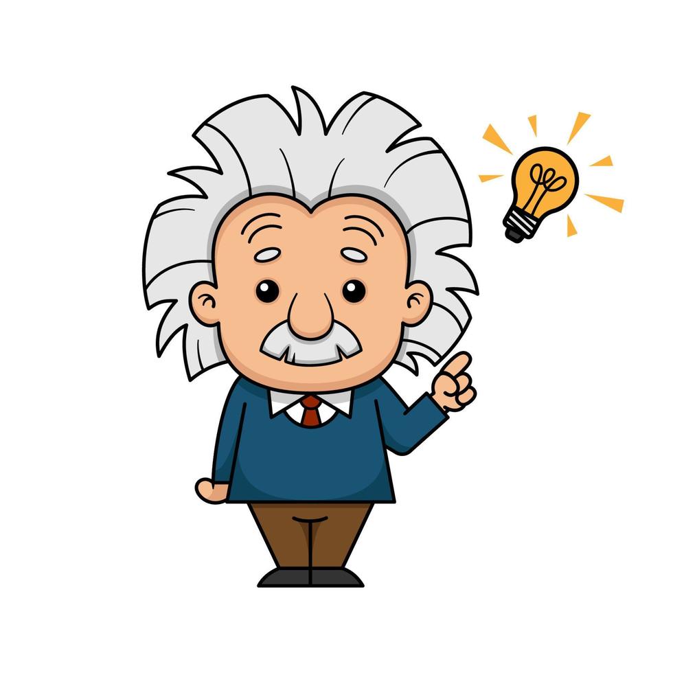 Albert Einstein Cartoon Character Has Idea vector