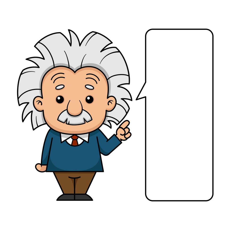 científico albert einstein personaje de dibujos animados con llamada vector