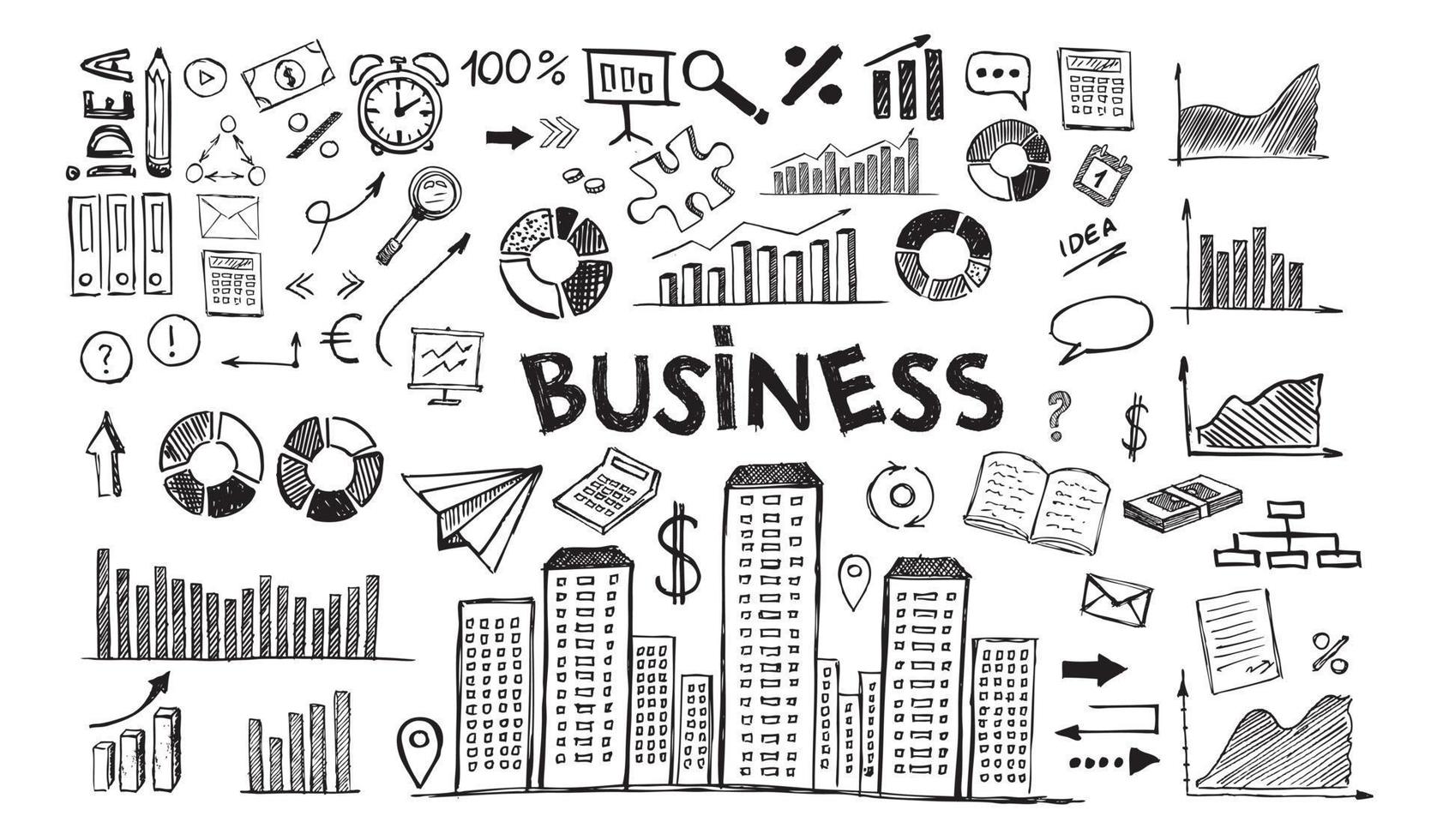 Management concept with Doodle design style. Hand drawn business