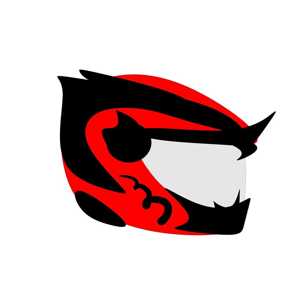 vector de ilustración de casco integral rojo