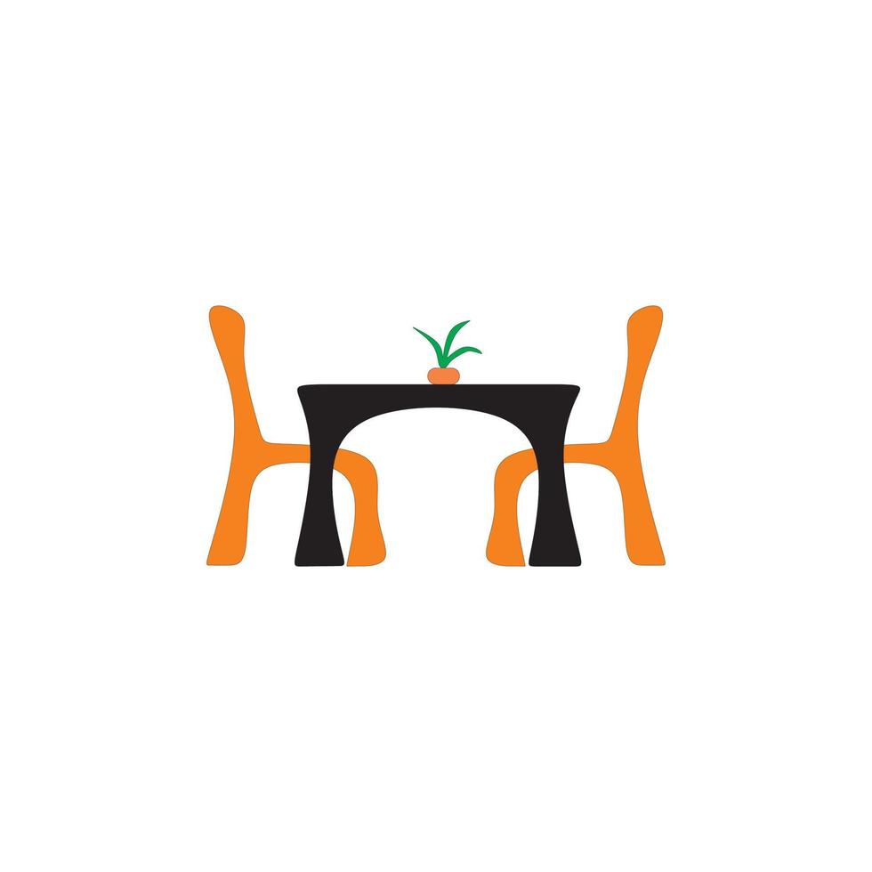 a pair of table and chairs illustration vector
