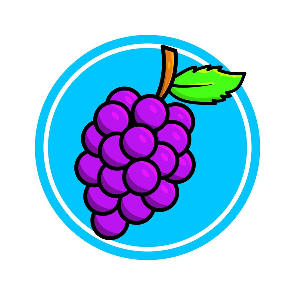 ilustración de color simple con forma de uva sobre fondo aislado vector