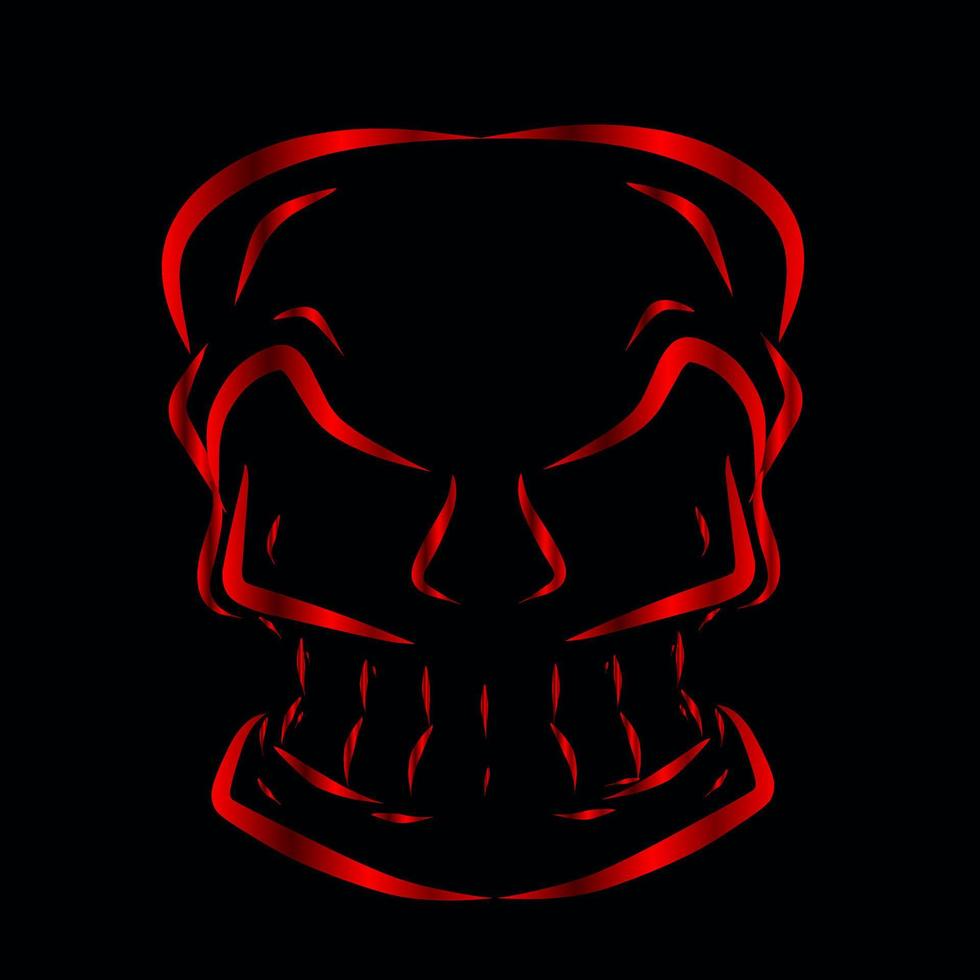 diseño colorido del logotipo del potrait del arte pop de la línea del cráneo de la muerte con fondo oscuro. fondo negro aislado para camiseta vector