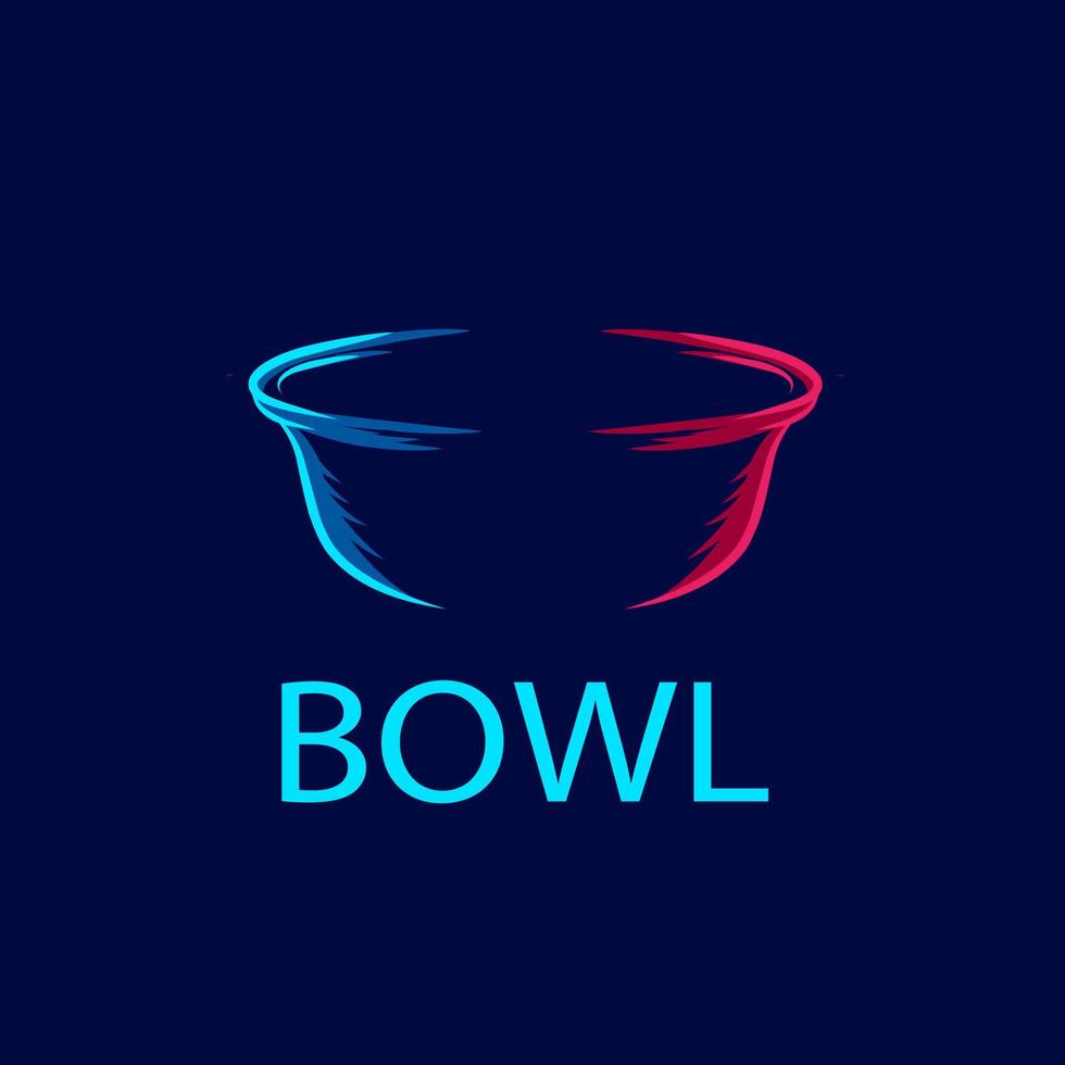 bowl porcelain plate line pop art potrait logo colorful design with dark background. Abstract vector illustration.