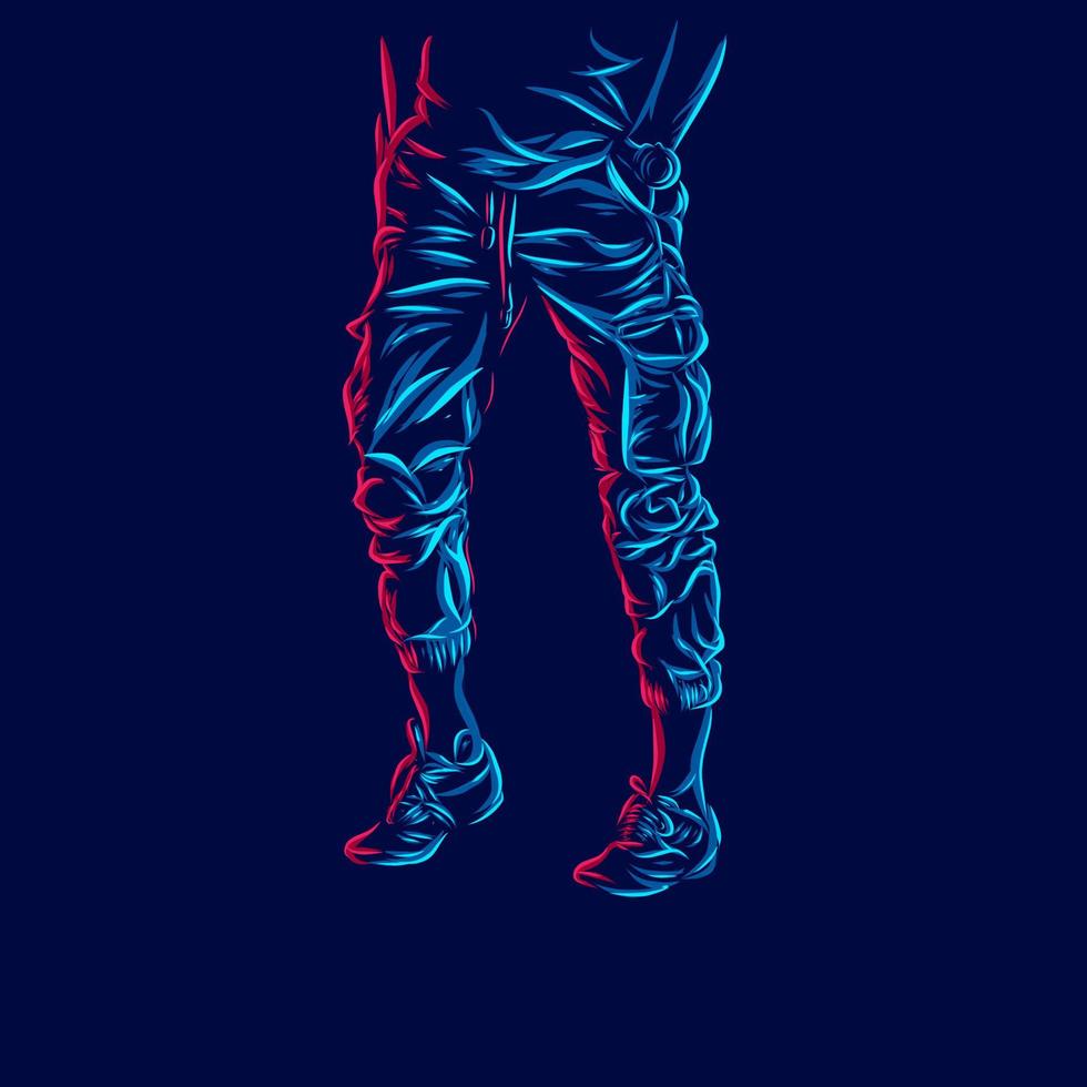 jogger y zapatos en línea deportiva diseño colorido del logotipo del retrato de arte pop. ilustración vectorial vector
