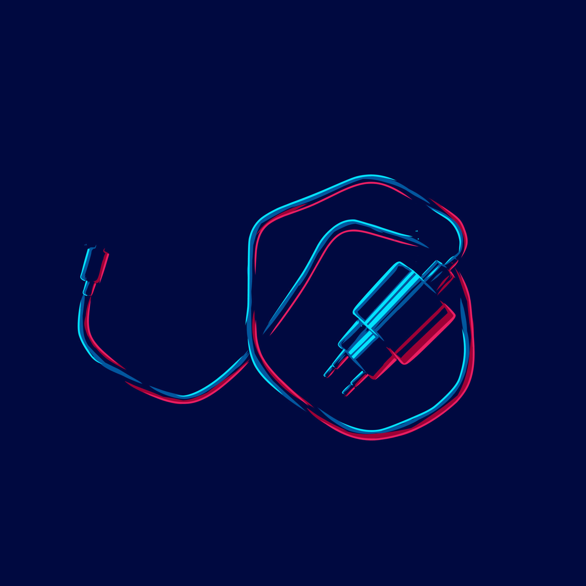 electronic smartphone charger line pop art potrait logo colorful design