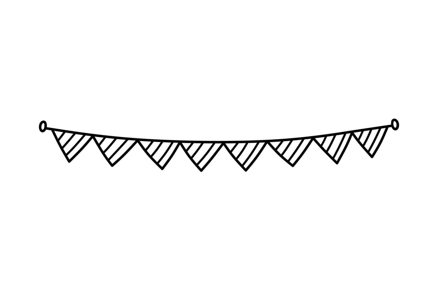 Cute festive bunting for a party isolated on white background. Vector hand-drawn illustration in doodle style. Perfect for holiday designs, cards, decorations, logo.