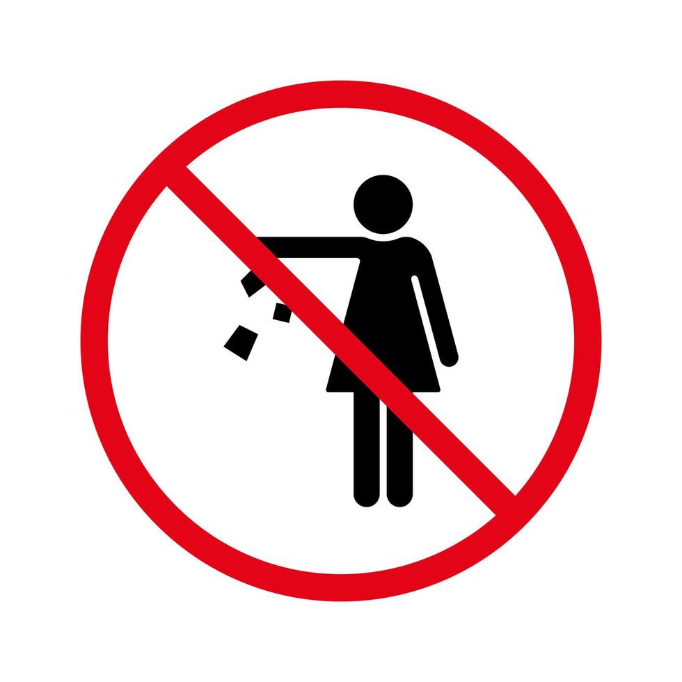 Do Not Throw Trash Glyph Pictogram. Forbidden Drop Rubbish Silhouette