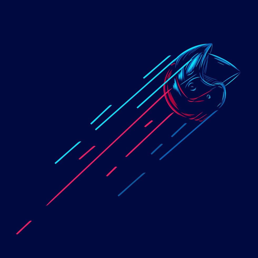 línea de meteoritos del casco. logotipo de arte pop. diseño colorido con fondo oscuro. ilustración vectorial abstracta. fondo negro aislado para camiseta vector