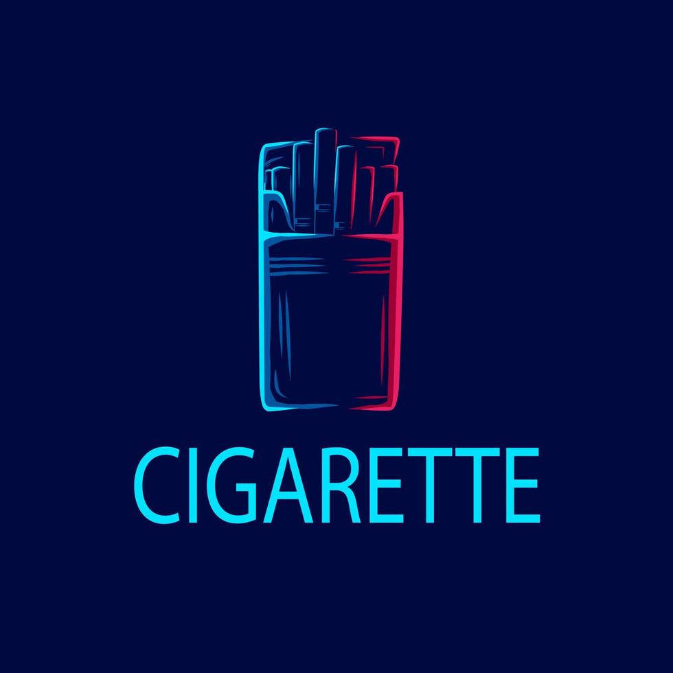 Cigarette box line pop art potrait logo colorful design. Vector illustration.