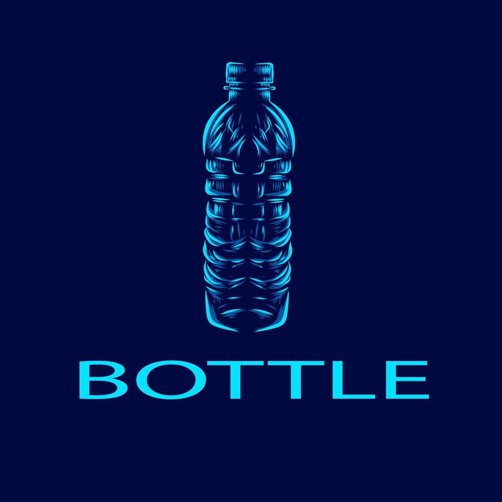 Bottle line pop art potrait logo colorful design with dark background. Vector illustration.