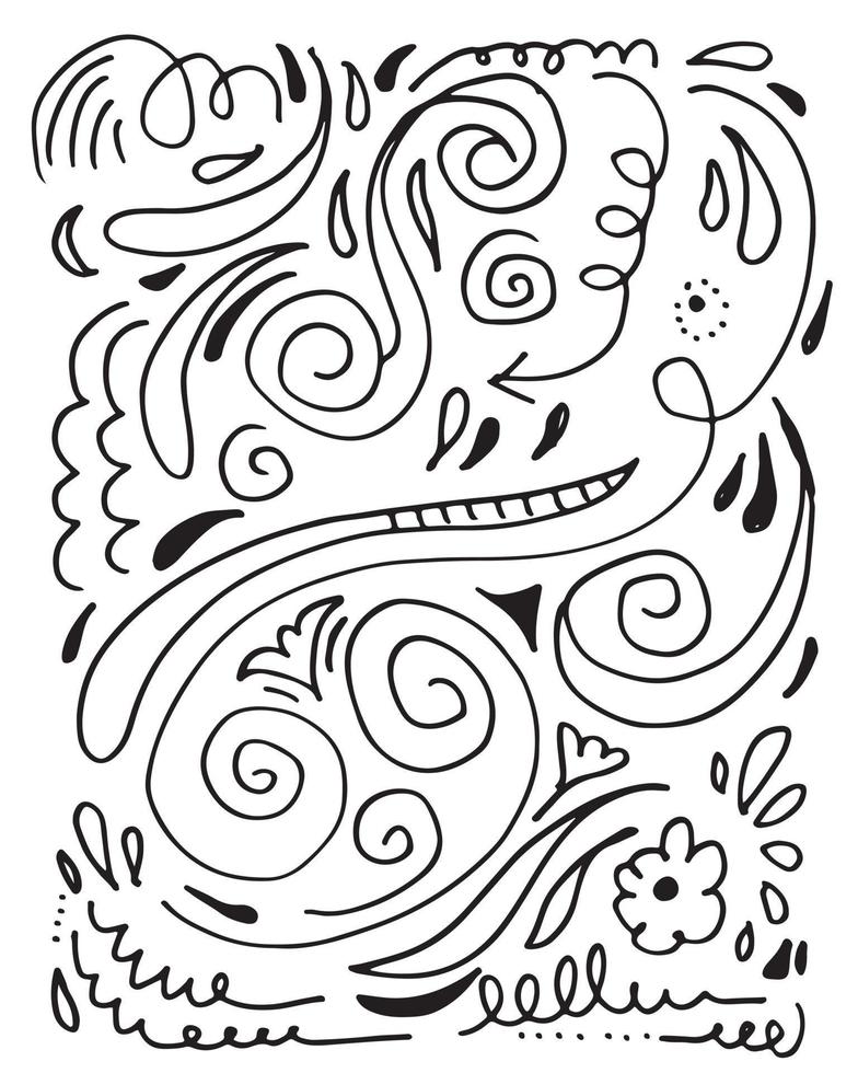 Hand drawn vector sketchy Doodle cartoon set of curls and swirls decorative elements for concept design