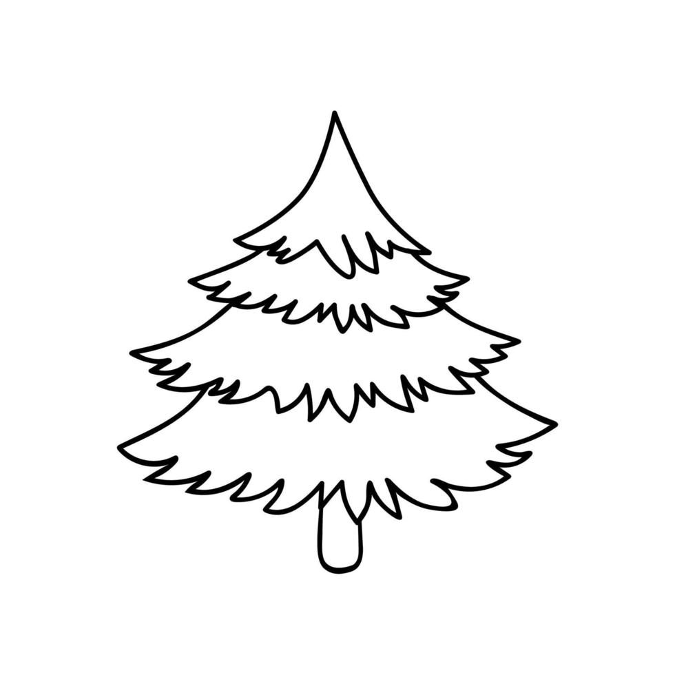 Fir tree black line icon. Pine sketch illustration vector