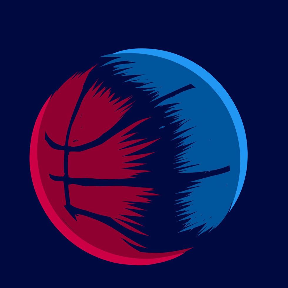 baloncesto. logotipo de la línea de arte pop. diseño colorido con fondo oscuro. ilustración vectorial abstracta. fondo negro aislado para camiseta vector