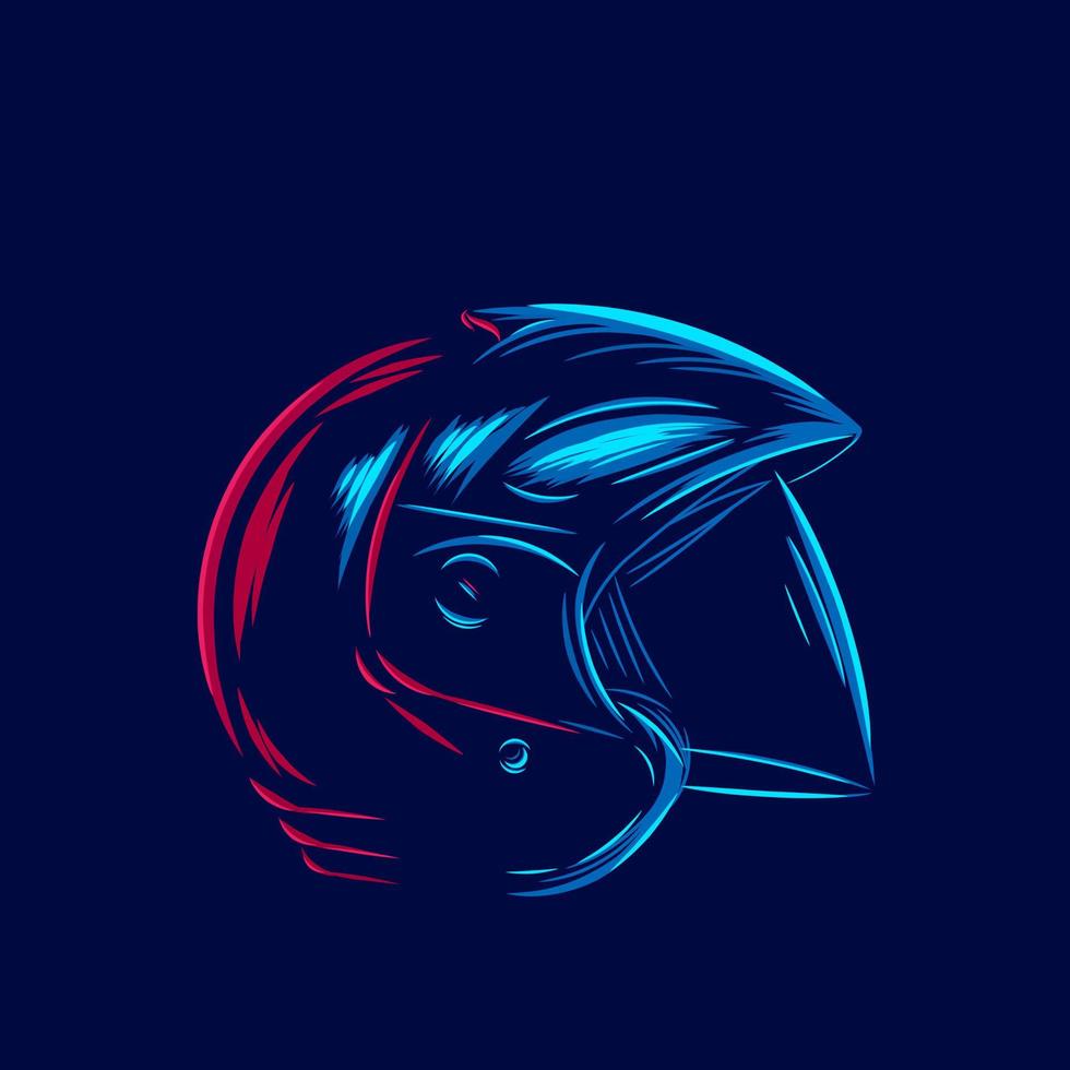 línea de casco logotipo de arte pop. diseño colorido con fondo oscuro. ilustración vectorial abstracta. fondo negro aislado para camiseta, póster vector