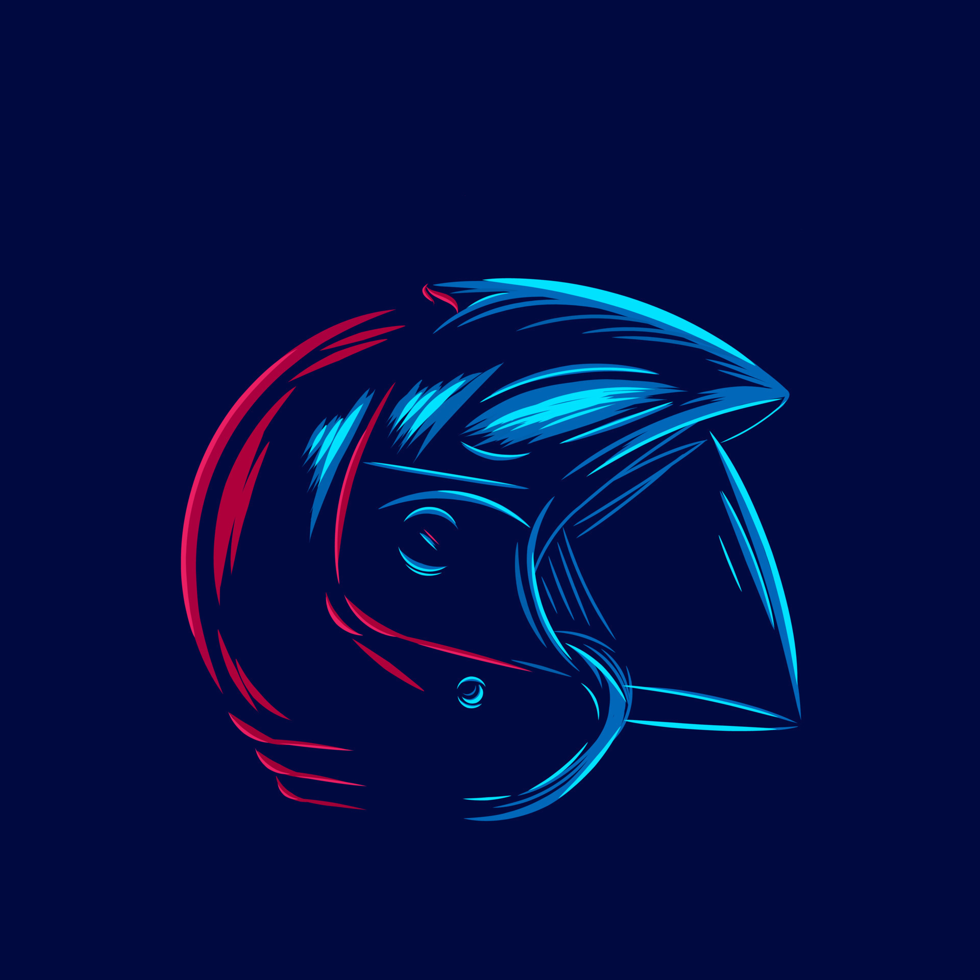 Helmet Line. Pop Art logo. Colorful design with dark background