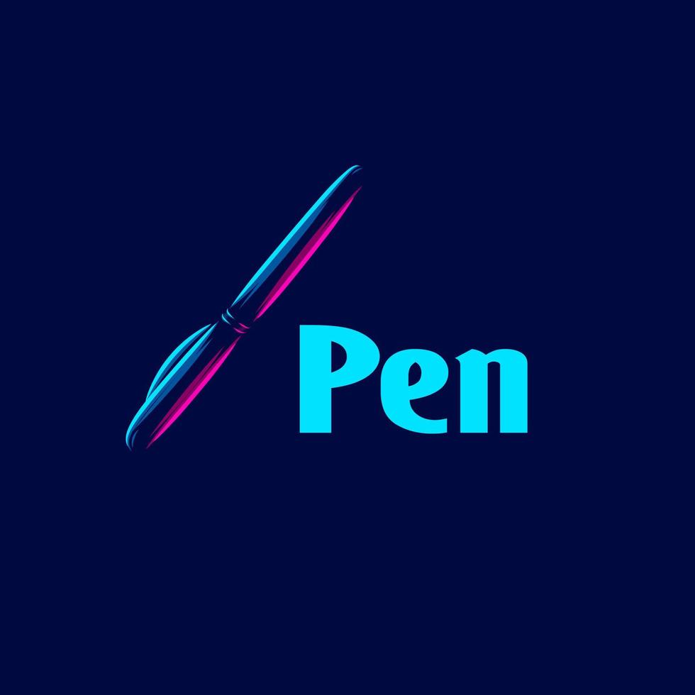 Pen ballpoint line pop art potrait logo colorful design with dark background. Abstract vector illustration.