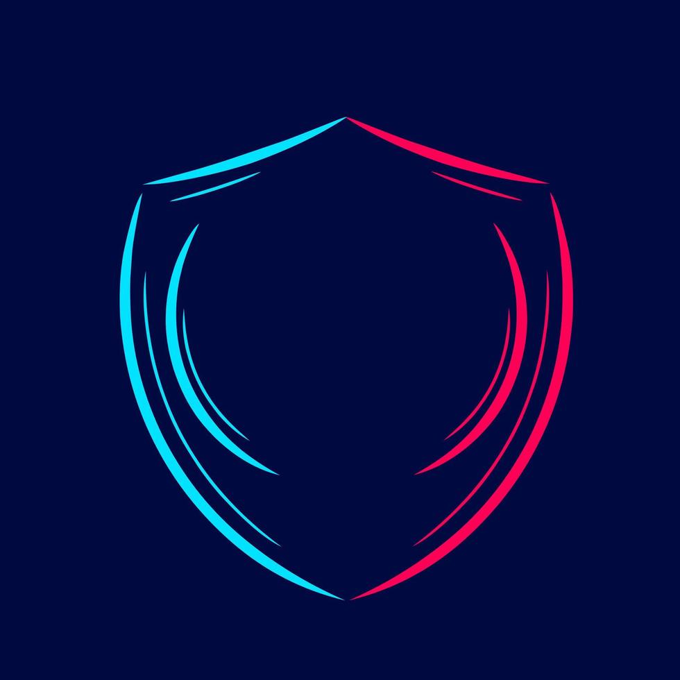 Shield. Pop Art line logo.  Colorful design with dark background. Abstract vector illustration. Isolated black background for t-shirt