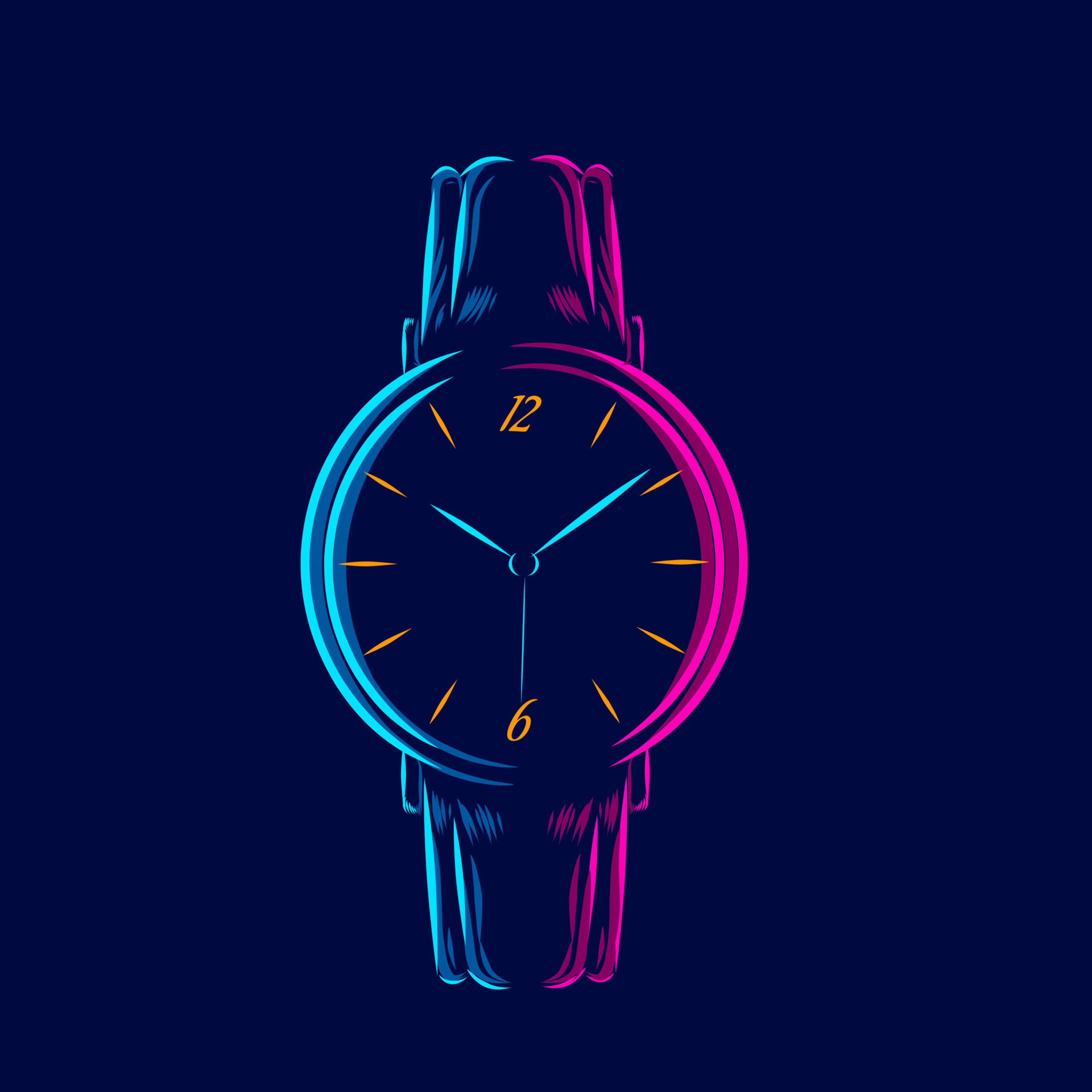 watch hand clock line pop art potrait logo colorful design with dark