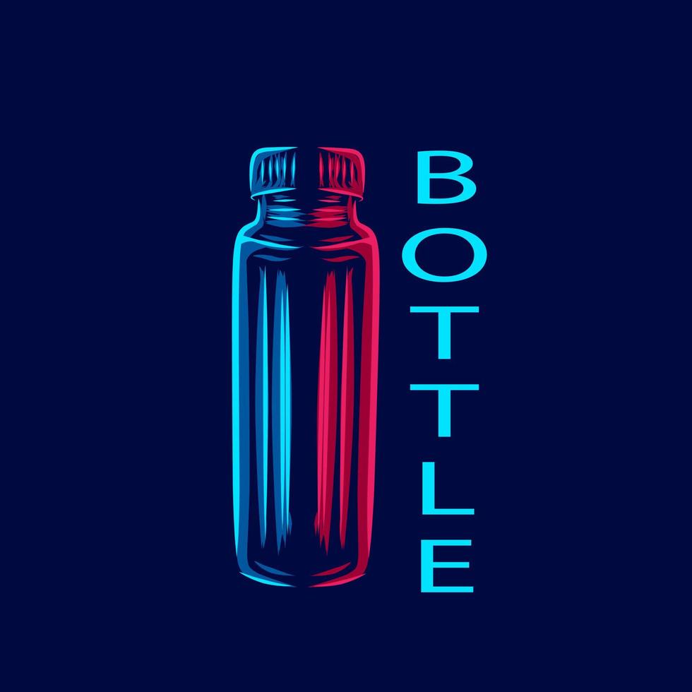 línea de botella pop art potrait logo diseño colorido con fondo oscuro. ilustración vectorial vector