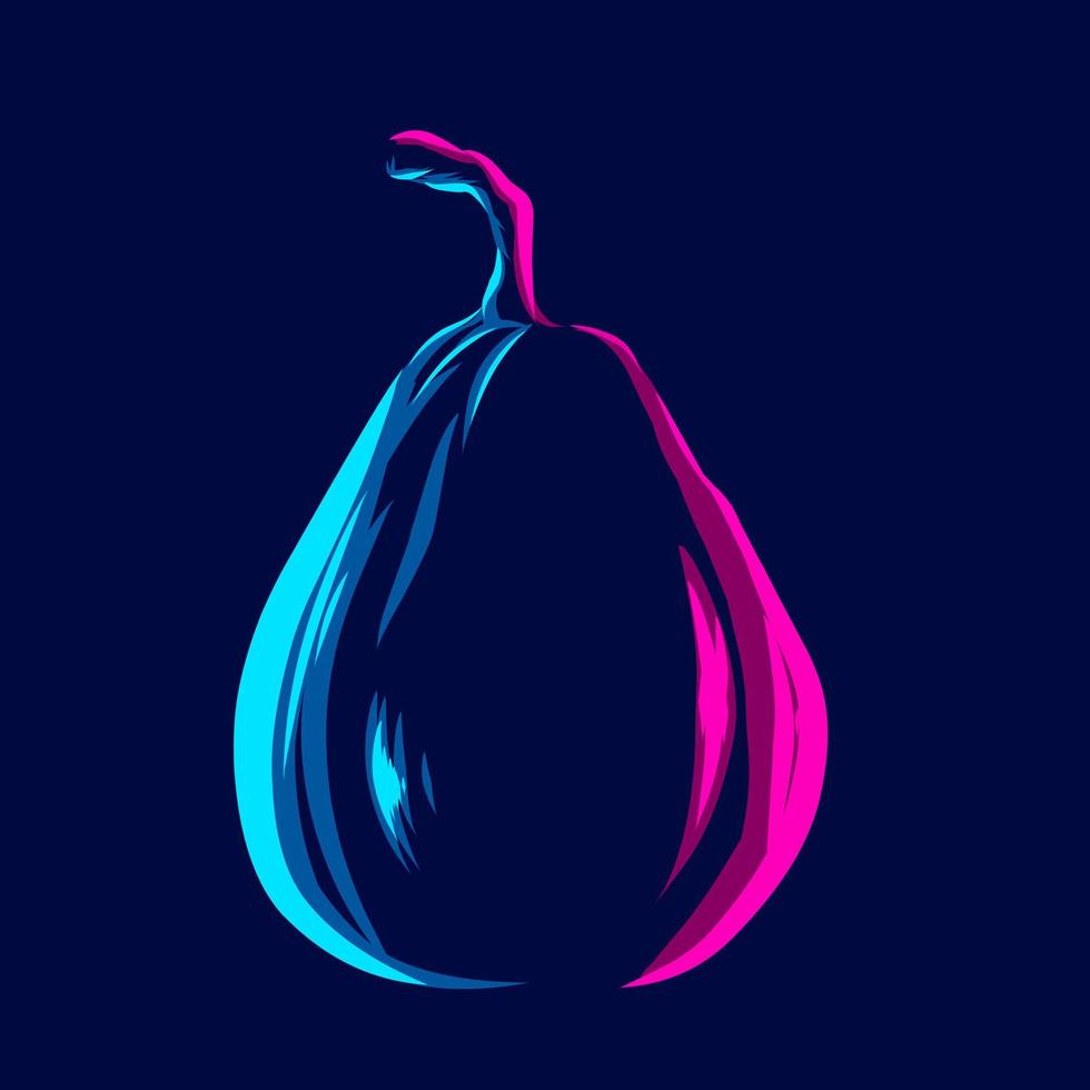 Pear Fruit line pop art potrait logo colorful design with dark background. Abstract vector illustration. Isolated black background for t-shirt