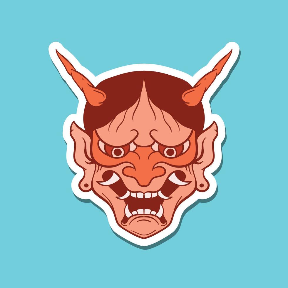 cara de diablo dibujada a mano ilustración de garabato vintage para cartel de pegatinas de tatuaje, etc. vector