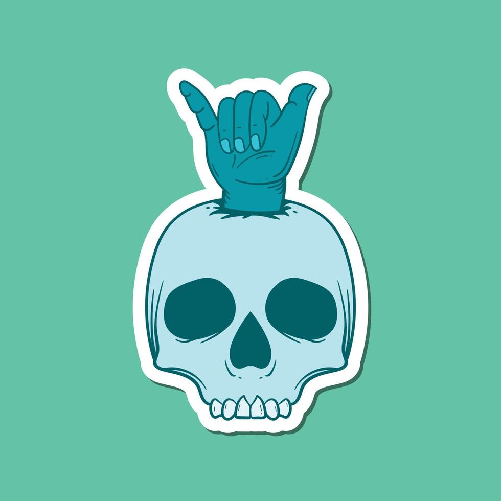 hand drawn skull hand doodle illustration for tattoo stickers poster etc vector