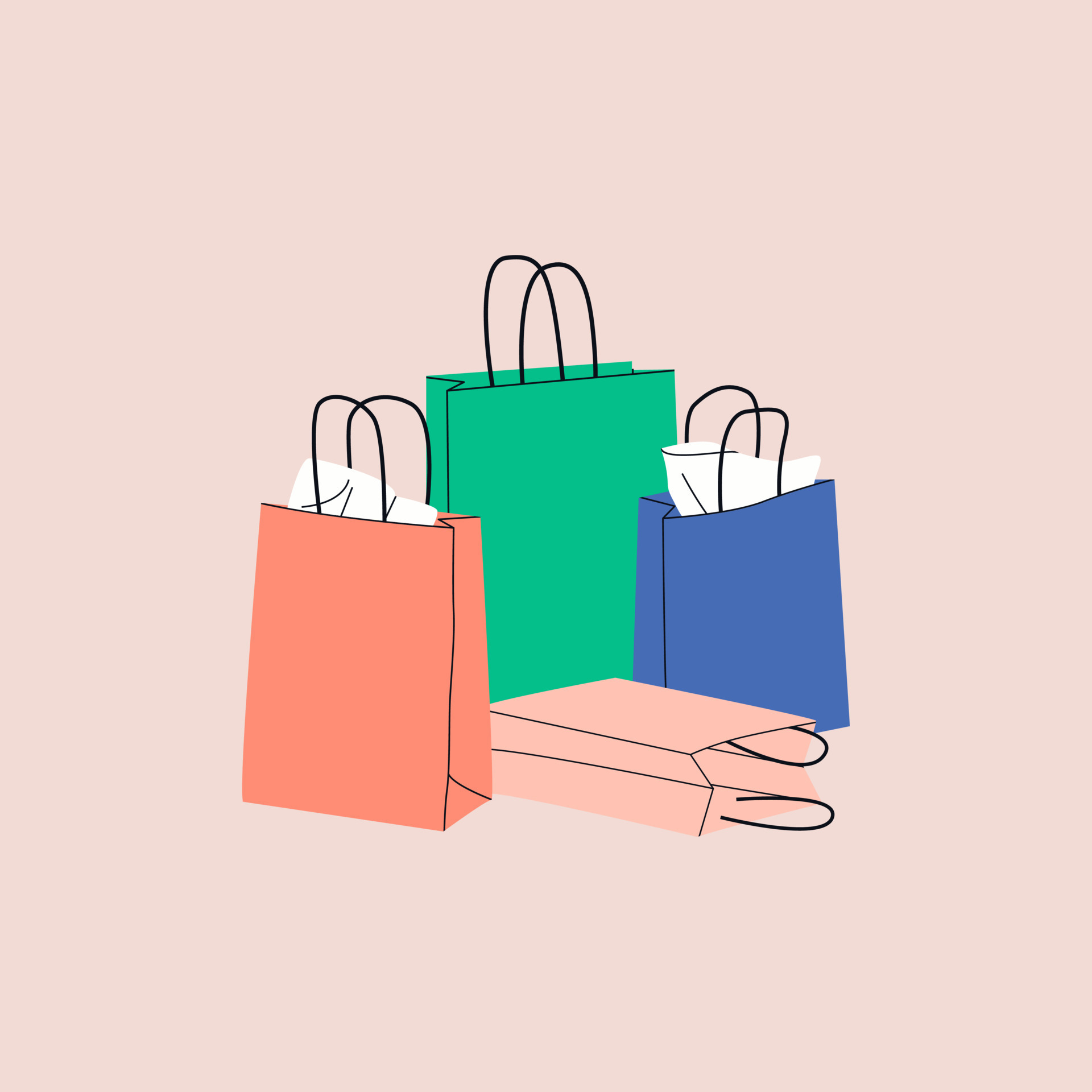 Shopping Craft Bags In Colors Stock Illustration - Download Image