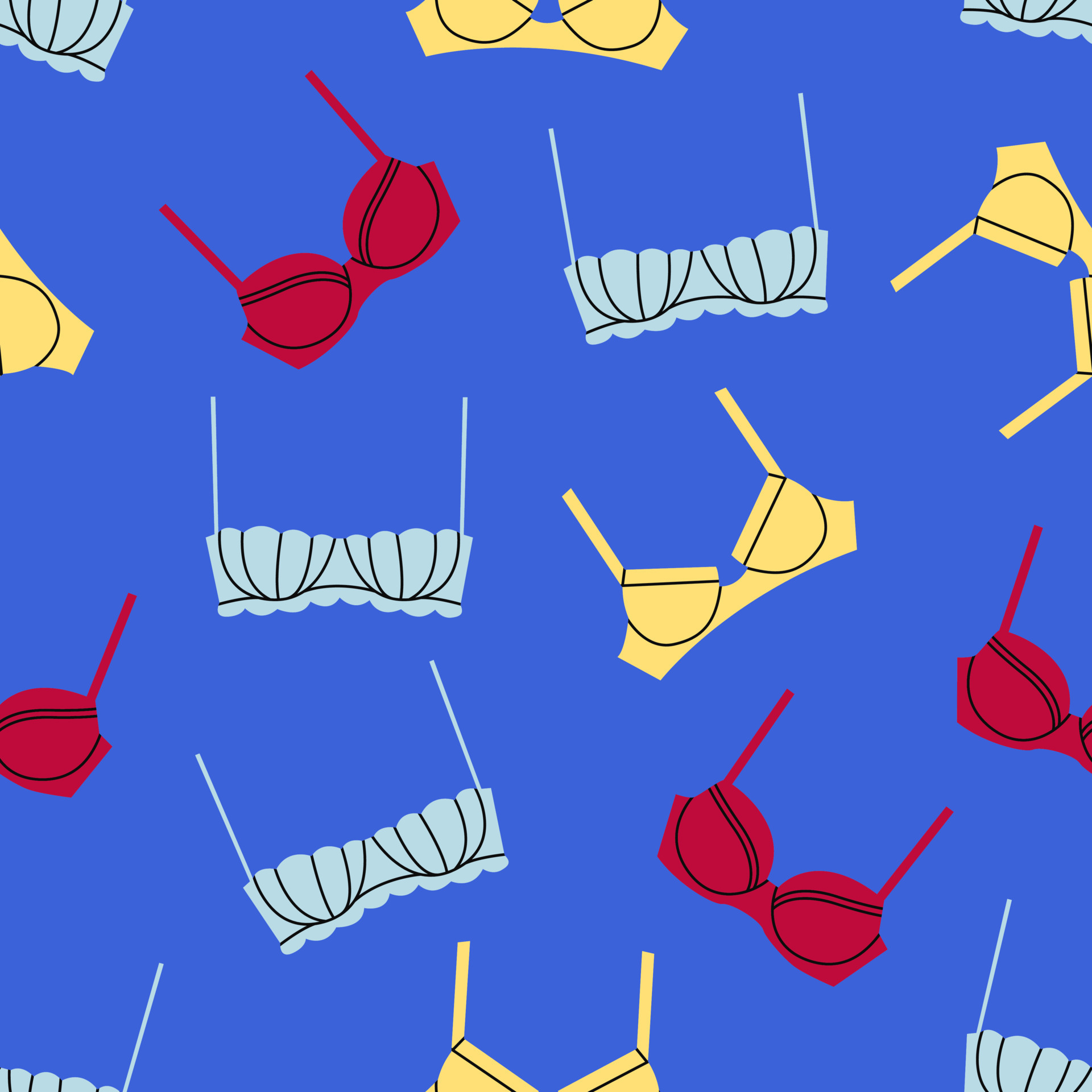 Woman Underwear Vector Seamless Pattern. Stylish Female Bras and